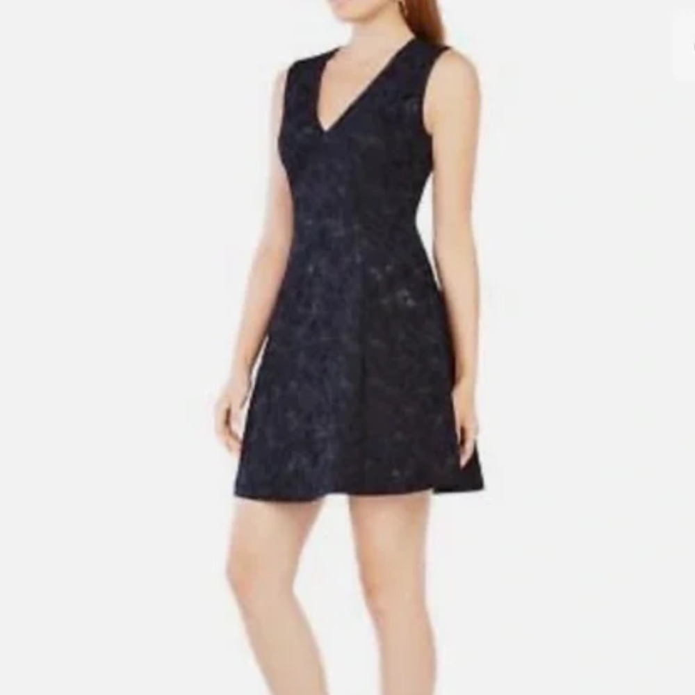 Banana Republic Navy Jacquard Fit And Flare Dress